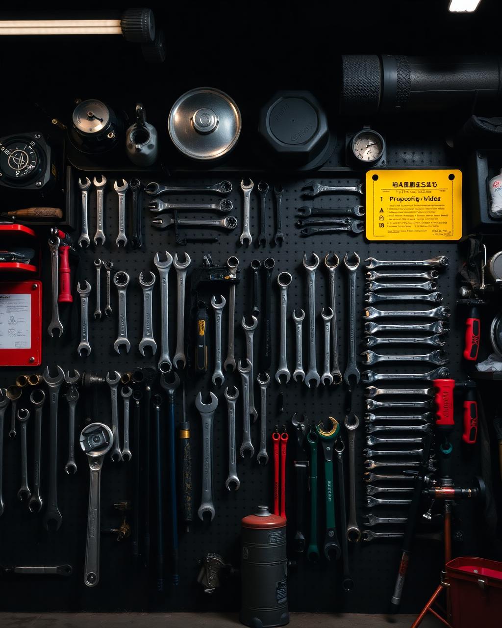 Wall of organized mechanic tools