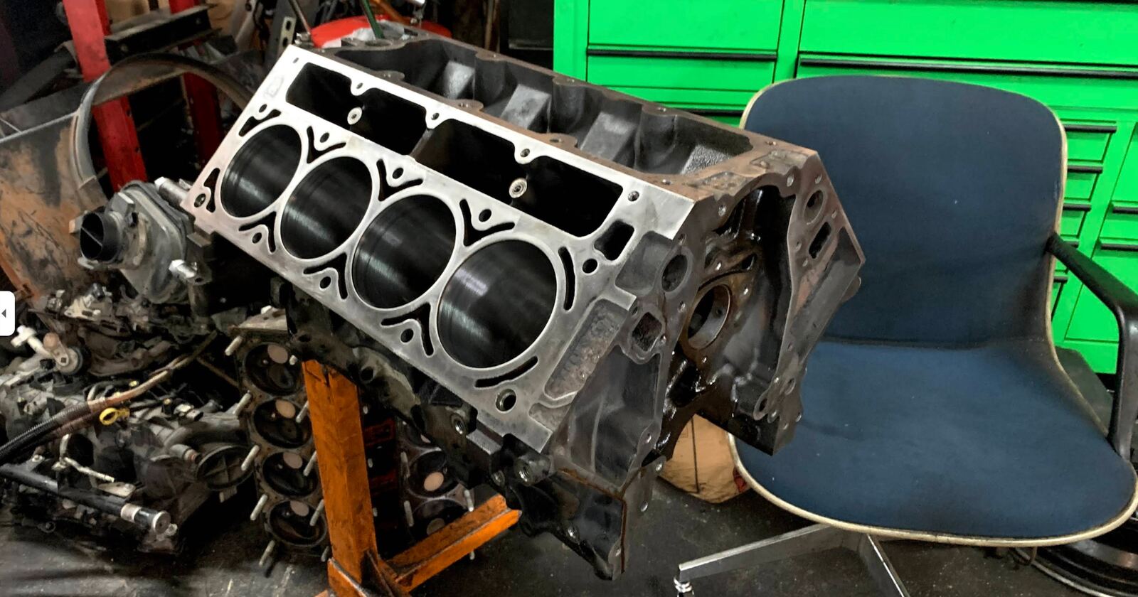 Engine block being rebuilt at S&S Auto Service